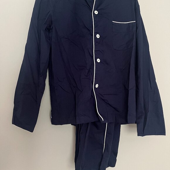 SLEEPER Navy/White Piped Pajama Set